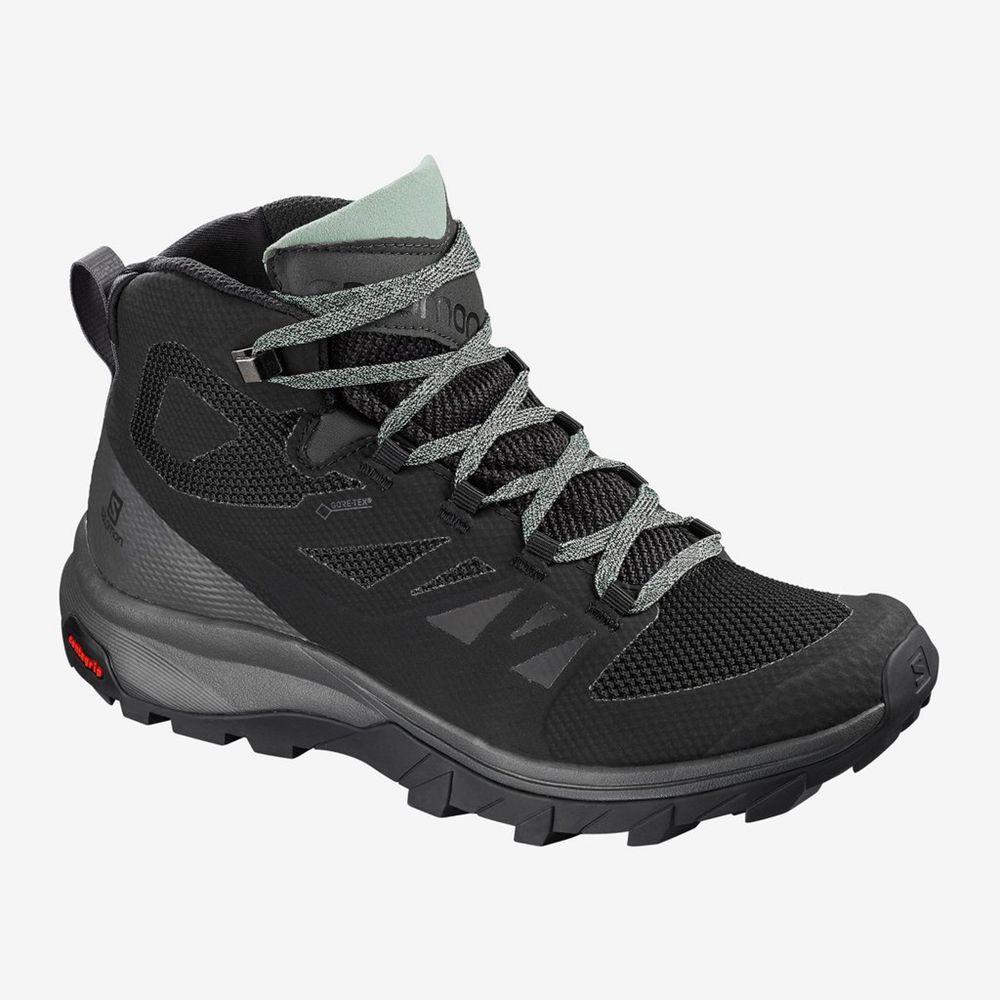 Salomon Singapore Womens Hiking Shoes - OUTLINE MID GTX Black | 53069-FKBH